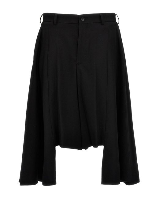 Comme des Garçons Black Pleated Wool Bermuda Shorts for men