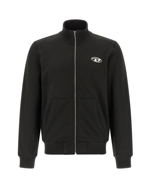 DIESEL Black 's-ginn-zip-iod' Sweatshirt for men