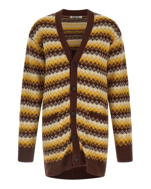 Auralee Multicolor Jacquard Cardigan
