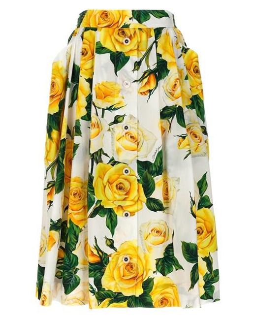 Gonna 'Rose Gialle' di Dolce & Gabbana in Yellow