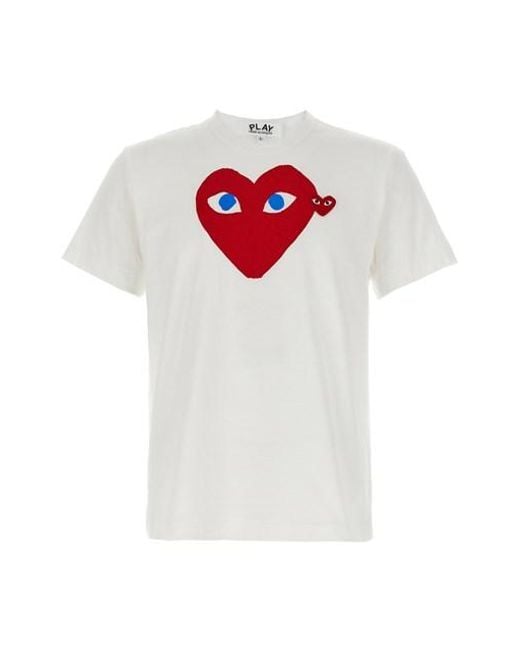 COMME DES GARÇONS PLAY White Printed T-shirt And Logo Patch for men