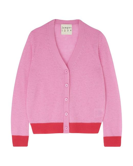 Jumper 1234 Cashmere Contrast Cardigan in Pink - Lyst