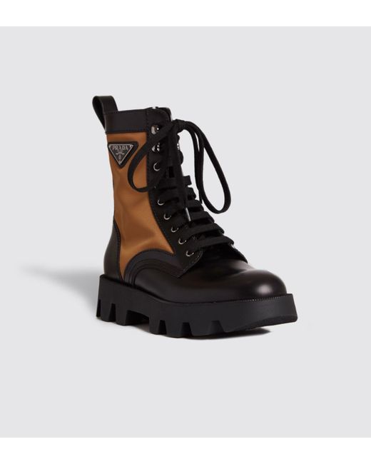 prada panelled combat boots