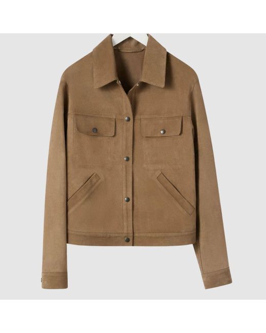 Lemaire Suede Trucker Jacket in Green for Men | Lyst