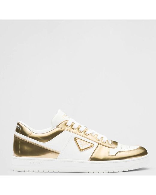 Prada Downtown Sneakers In Gold in Natural | Lyst