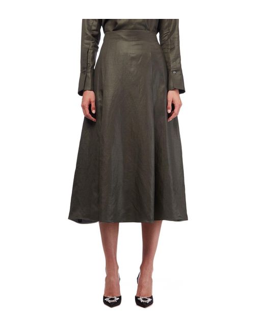 black knee length linen skirt