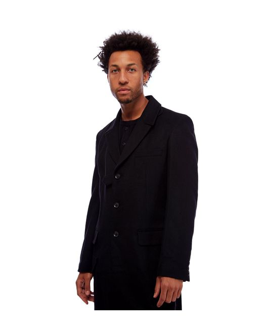 Yohji Yamamoto Black Wool Long Coat For, Long Wool Coat Mens Black