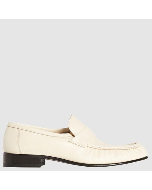 The Row Soft Loafers In Cream in Natural | Lyst