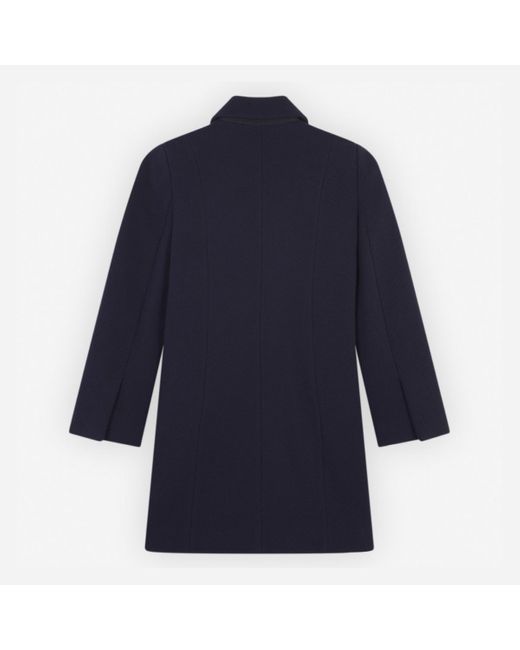 Maison Kitsuné Peacoat In Texturised Wool Blend Twill Ink Blue | Lyst