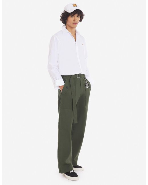 Maison Kitsuné Workwear Pants In Cotton Twill With Logo Handwriti