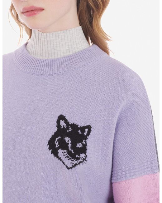 Maison Kitsuné Fox Head Intarsia Comfort Jumper In Colour Block