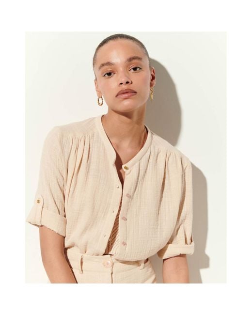 Sessun Achillea Chemise Manches Court in Natural Lyst