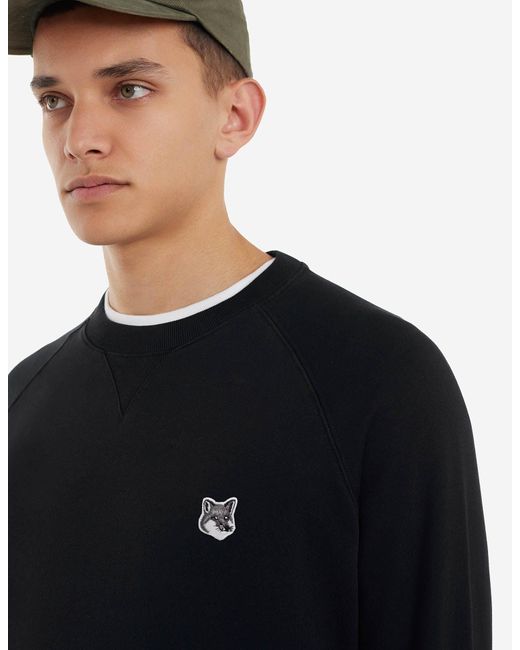 Maison Kitsuné Grey Fox Head Patch Classic Sweatshirt Black in