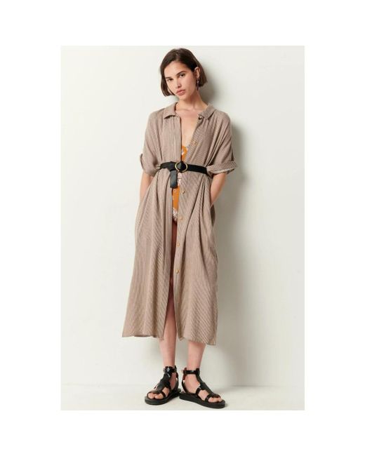 Sessun Cotton Minola Dress Kimono Mi-longue Sandblue | Lyst