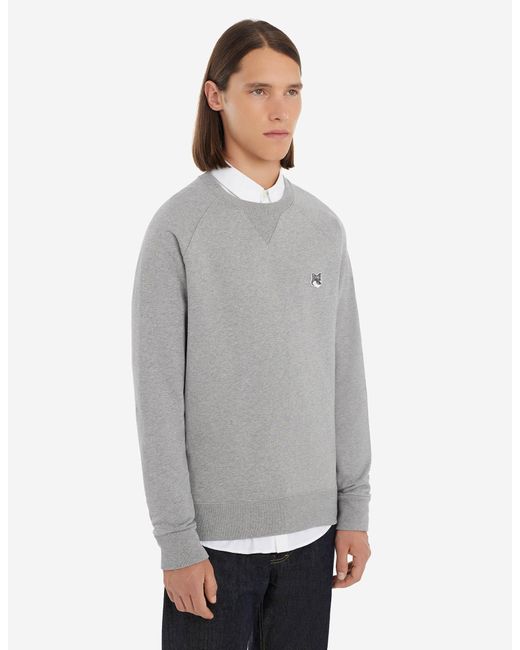 Maison Kitsuné Grey Fox Head Patch Classic Sweatshirt Grey Melange in Gray  for Men | Lyst