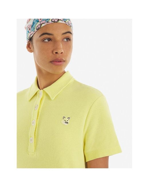 Maison Kitsuné Tonal Fox Head Patch Polo Dress Lemon in Yellow | Lyst