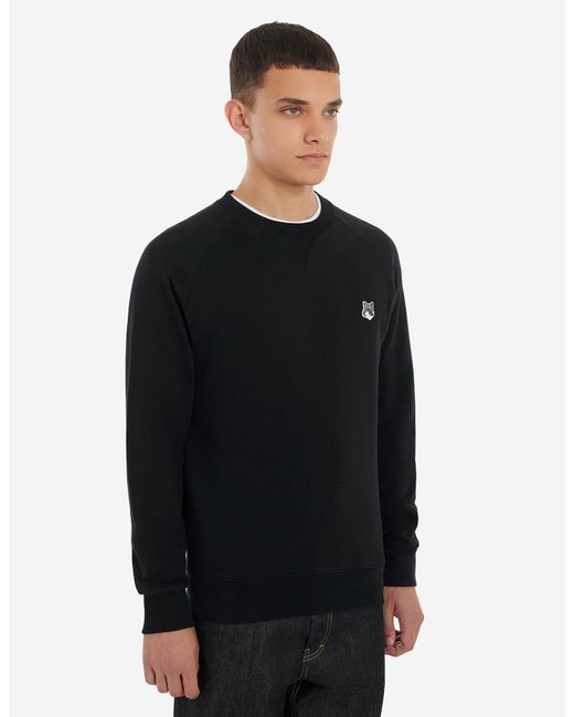 Maison Kitsuné Grey Fox Head Patch Classic Sweatshirt Black in Blue for Men  | Lyst