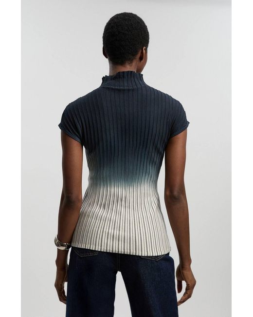 Karen Millen Blue Dip Dye Detail Knitted High Neck Top