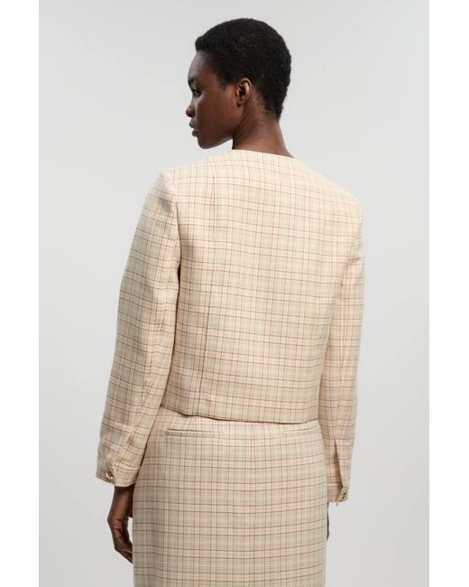 Karen Millen Natural Tailored Check Cropped Jacket