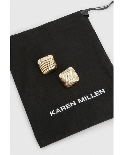 Karen Millen Natural Quilted Square Stud Earrings