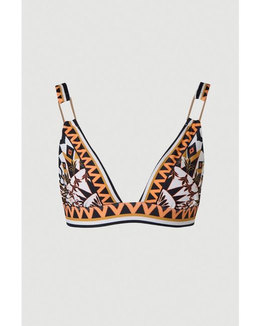 Karen Millen Natural Tile Print Plunge Bikini Top