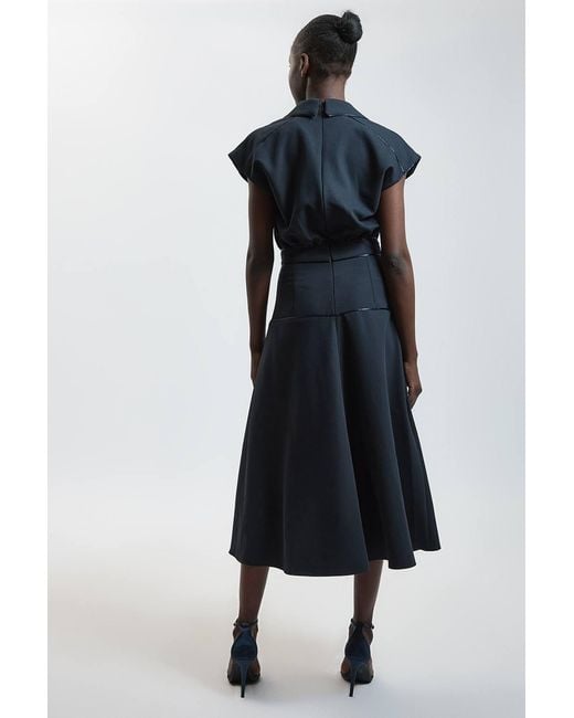 Karen Millen Blue Tailored Stretch Full Skirted Midi Dress