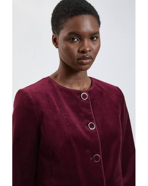 Karen Millen Tailored Velvet Collarless Jacket