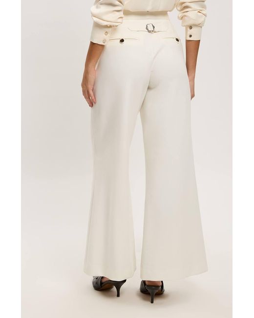 Karen Millen Natural Petite Compact Stretch Straight Leg Tailored Trousers