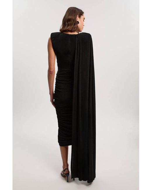 Karen Millen Black Premium Slinky Crepe Scarf Detail Maxi Dress