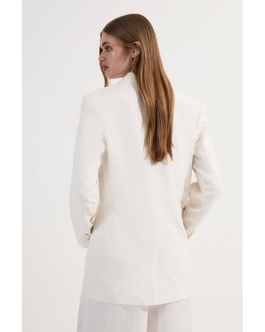 Karen Millen Natural Premium Summer Embellished Applique Tailored Jacket