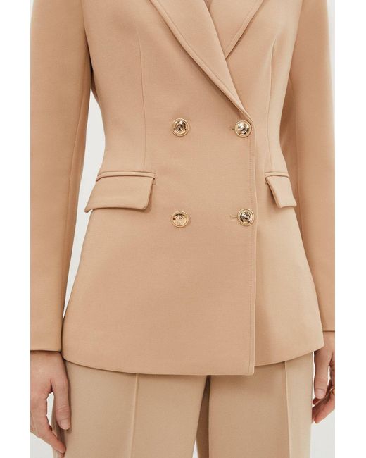 Karen Millen Natural Compact Stretch Essential Tailored Doubled Breasted Blazer