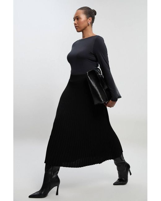 Karen Millen Black Plus Size Contour Jersey Scoop Back Long Sleeve T-Shirt