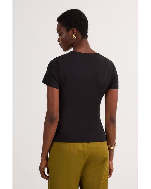 Karen Millen Black Stretch Cotton T-Shirt