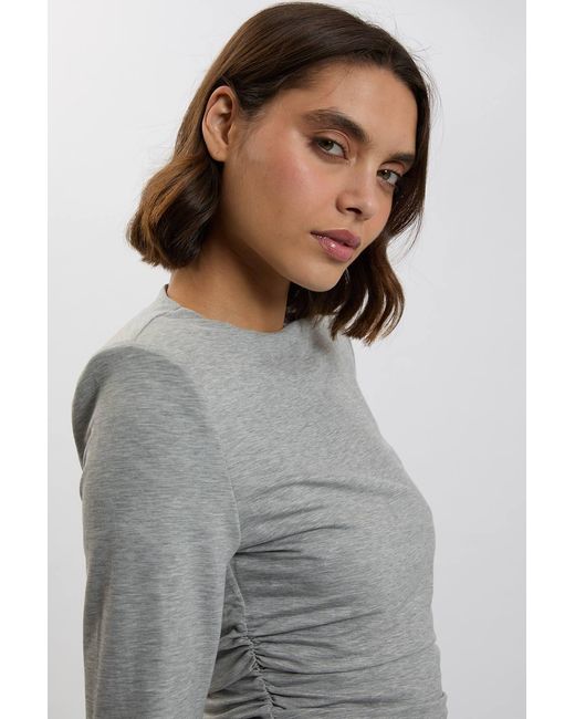 Karen Millen Gray Strong Shoulder Viscose Jersey Top