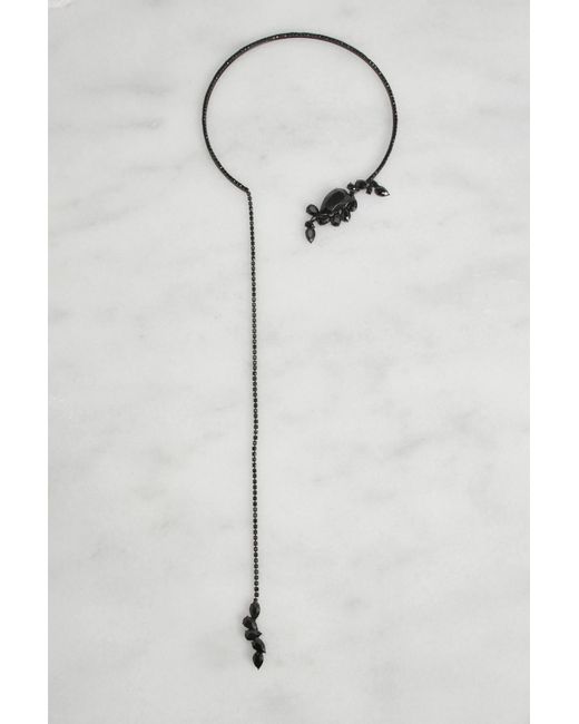 Karen Millen Black Diamante Dropped Neck Cuff Bracelet