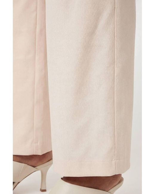 Karen Millen Natural Tencel Blend Tailored Wide Leg Trouser
