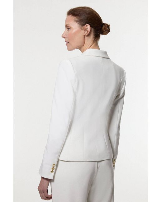Karen Millen White Forever Tailored Button Military Blazer