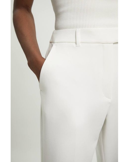 Karen Millen White Compact Stretch Tailored Straight Leg Trouser