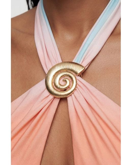 Karen Millen Blue Sunset Placement Print Swimsuit