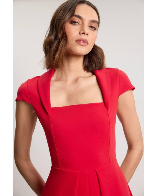 Karen Millen Square Neck Tailored Full Skirted Maxi Dress