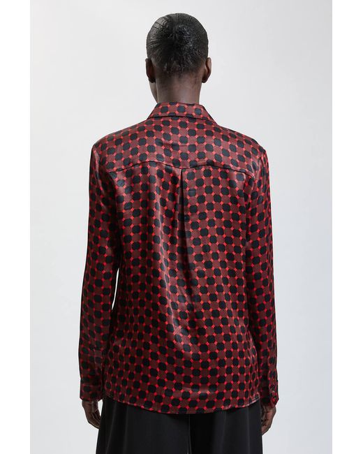 Karen Millen Red Satin Viscose Woven Printed Shirt