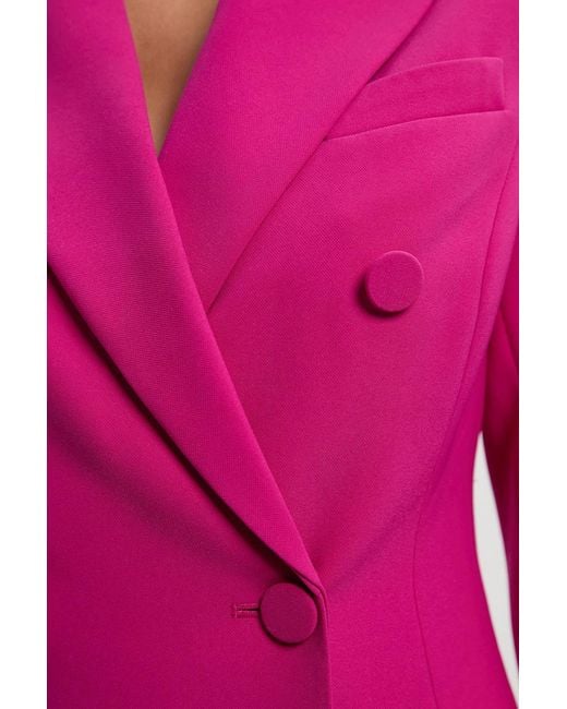 Karen Millen Pink Polished Tailored Double Breasted Blazer Mini Dress
