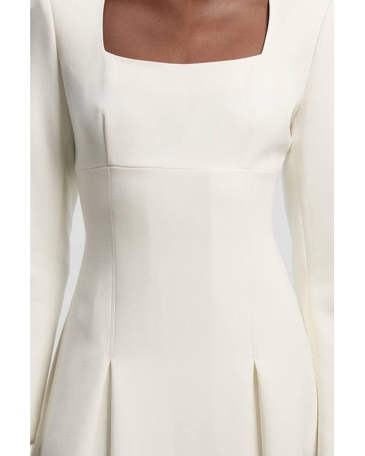 Karen Millen Natural Compact Stretch Sweetheart Neckline Midi Dress