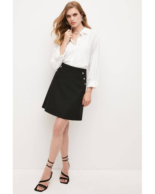 Karen Millen Black Essential Techno Woven Skirt
