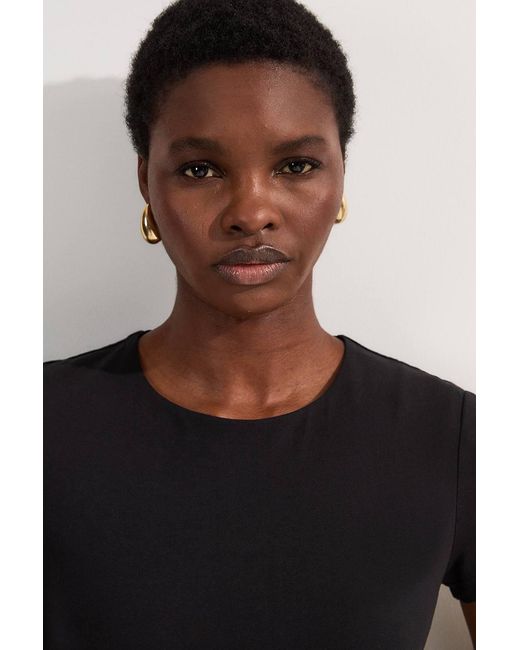 Karen Millen Black Stretch Cotton T-Shirt