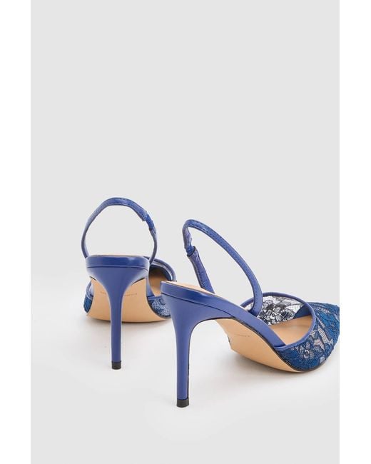 Karen Millen Blue Lace Court Heeled Shoe