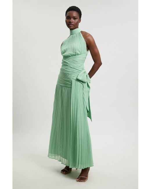 Karen Millen Green Crinkle Chiffon Halterneck Top