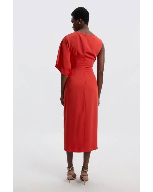 Karen Millen Soft Tailored Asymmetric Sleeve Midi Dress