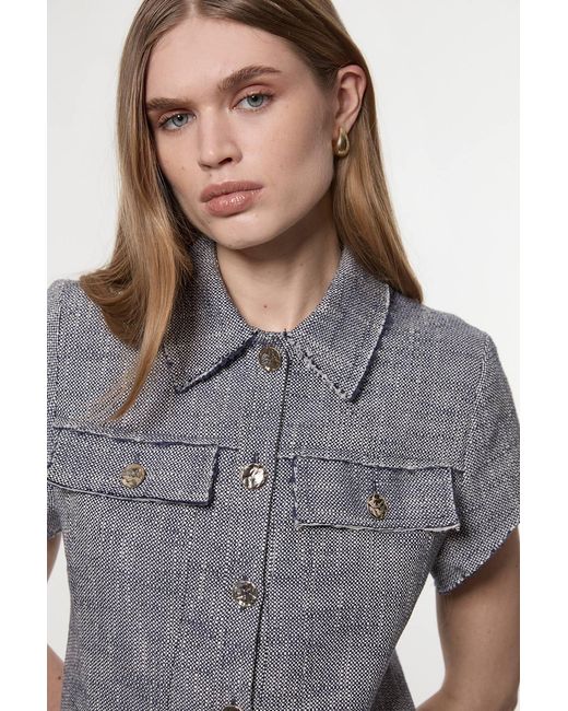 Karen Millen Gray Spring Tweed Tailored Mini Dress
