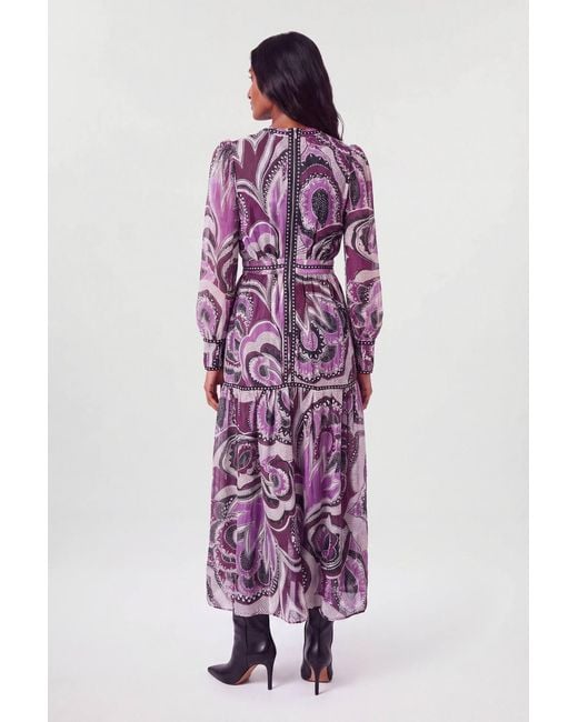 Karen Millen Purple Petite Floral Studded Maxi Dress